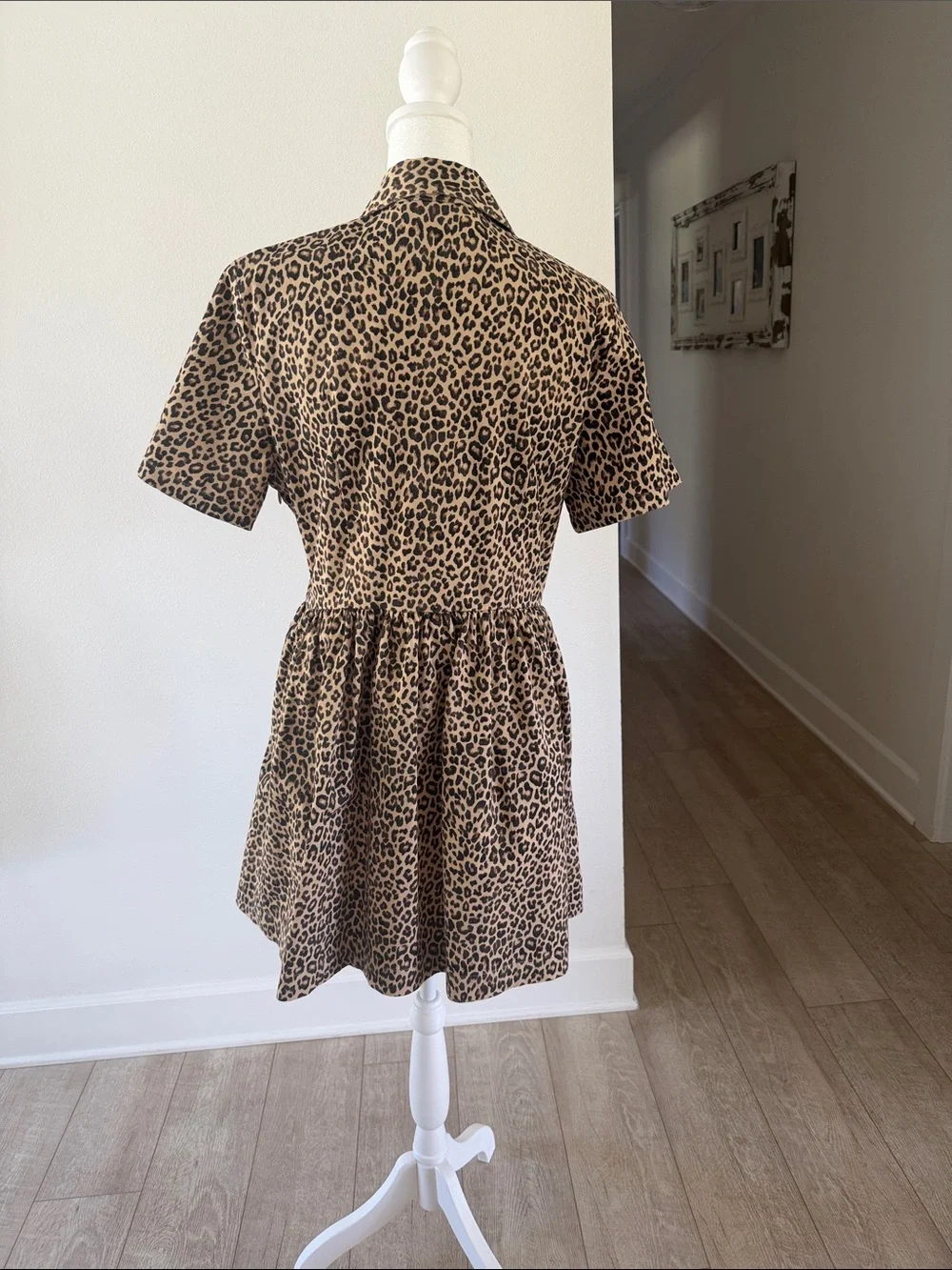 J. Crew Leopard Print Button-Front Mini Dress - Tan & Black